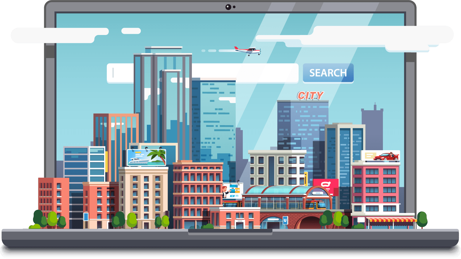 Real estate video on laptop