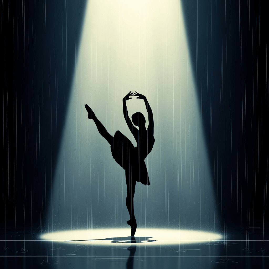 Silhouette animation of a graceful ballerina performing