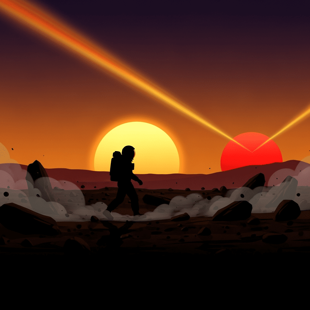 Silhouette animation of a lone astronaut