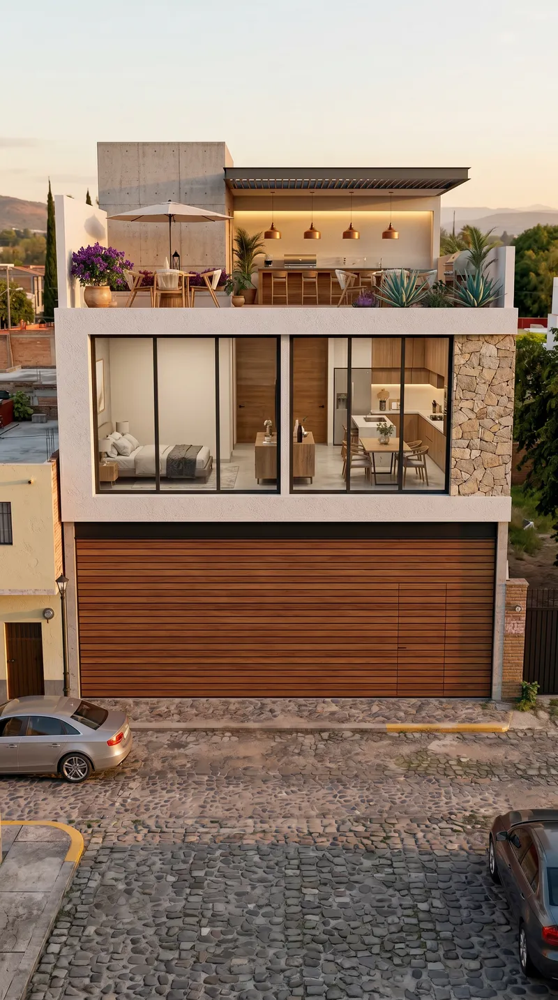 AI-generated modern residence created from an empty property lot