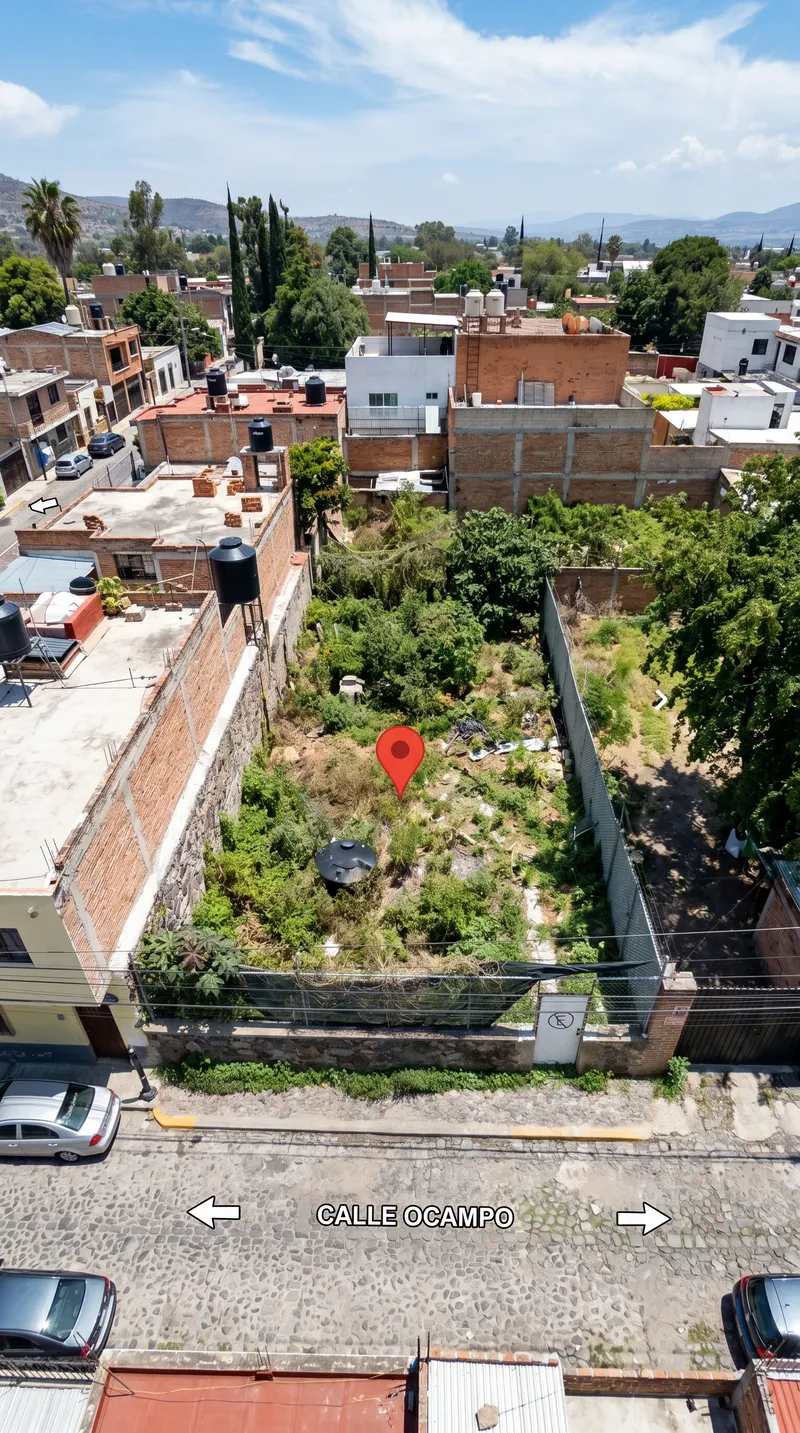 Aerial photograph of an undeveloped property lot before visualization